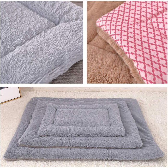 Пухнаста лежанка-мат для собак і котів PETCUTE, м'яка, сіра, 95x75x5 см, прана, для дому