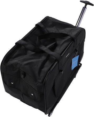 Транспортна переноска для собак, складана, велика, з колесами та телескопічною ручкою. Підходить для котів та собак вагою до 17,5 кг (чорна)