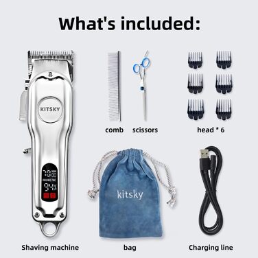 Професійний набір для грумінгу собак: тример для шерсті з акумулятором 2000mAh, 6500rpm, тиха робота, чорний колір