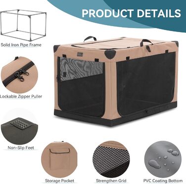 Транспортна переноска для собак Petsfit, складана, для дому, велика, середня, маленька, бежева (Khaki) M