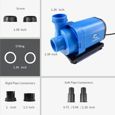CONQUERALL 65W Акваріумний насос 2190GPH, 24V DC, занурювальний, для акваріумів, фонтанів, ставків, водоспадів, з великим потоком і високим напором