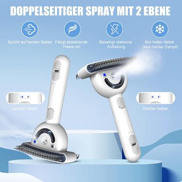 Двостороння щітка для підшерстка та парова щітка для собак та котів з 2 рівнями розпилення, широка розпушувальна щітка для довгошерстих тварин з ковтунами, інструмент для догляду та масажу