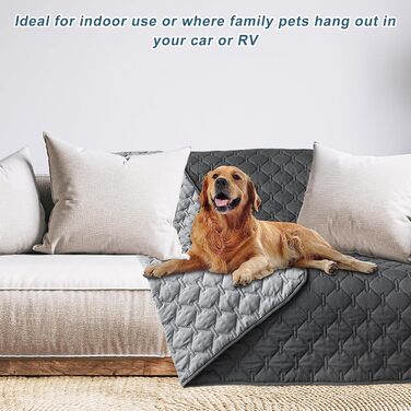 Водонепроникний плед для собак Nizirioo, 130 x 200 см, двосторонній, стійкий до подряпин, для собак та котів (темно-сірий)