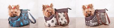 Сумка-переноска DOGGY Hobbydog для собак і котів, 27x25x43 см, коричнева з лапками