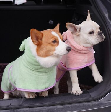 Рушник для собак Mosucoir з мікрофібри, з капюшоном, зелений (M)