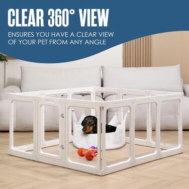 Акрилове переносне вольєр для собак Houseables - внутрішній вольєр, прозорі панелі, для цуценят та собак