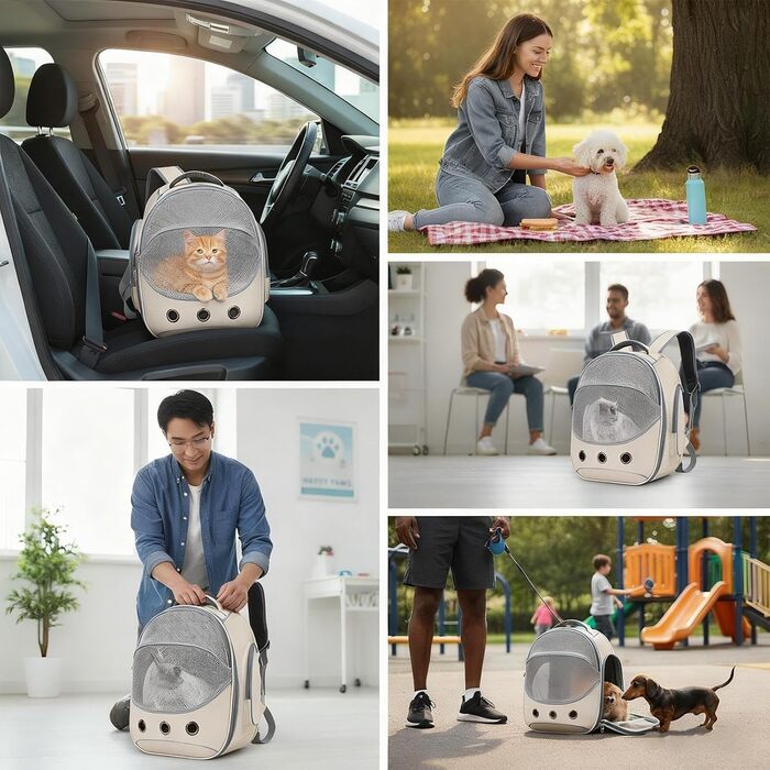 Транспортна сумка для собак та цуценят сірого кольору | З регульованими ремінцями для подорожей, прогулянок, авто та громадського транспорту