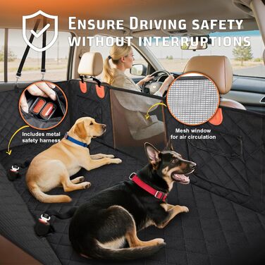 Накладна на сидіння автомобіля для собак Gimars, 157x137 см, велика, зносостійка, водовідштовхувальна, універсальна, з передньою кришкою та оглядовим вікном (чорний&оранжевий)