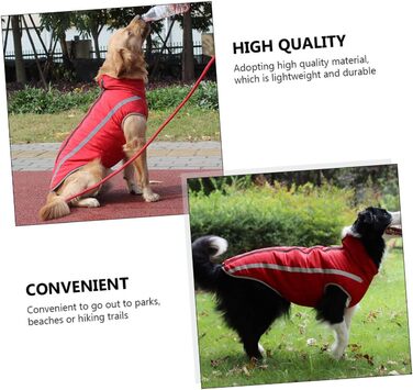 Водонепроникний дощовик для собак MERRYHAPY з флісовою підкладкою та світловідбиваючими смугами (45x55 см, червоний)