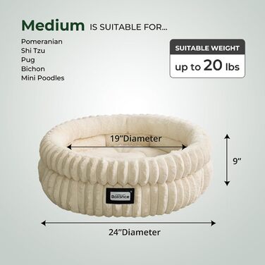 Кругле ліжко для котів BALANCE, м'яке, з антиковзною основою, 60x60x23 см, біле, зимове