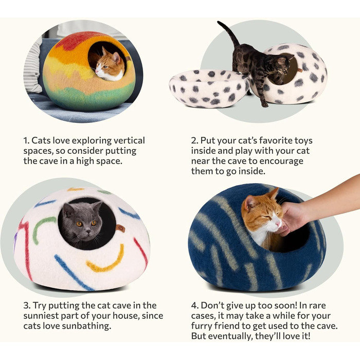 Килимок для котів EOWFIA з 100% ериновій вовні - ручної фелтин, екологічний, м'який, теплий взимку та прохолодний влітку, стильний дизайн (Tucson Sunset, M)