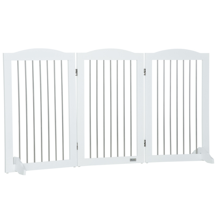 PawHut Dog Barrier Door Guard Складна підставка для собаки 3 тарілки Сходові ворота білі 154x30x80см | Аосом