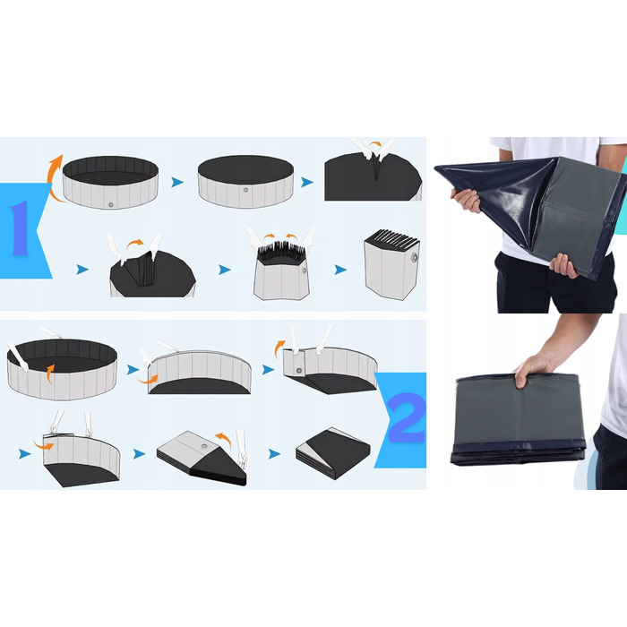 Складаний басейн для собак Wobell, сірий, 100x30 см, 230 л