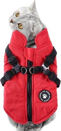 Зимовий теплий одяг для собак: куртка з жилетом, флісова водонепроникна жилетка для цуценят та собак великих, середніх та малих порід (червоний, 2XL)