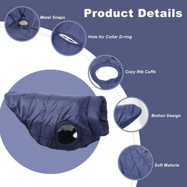 Тепла куртка для собак Meioro, зимова, з підкладкою, для французького бульдога, мопса, блакитна, XXL