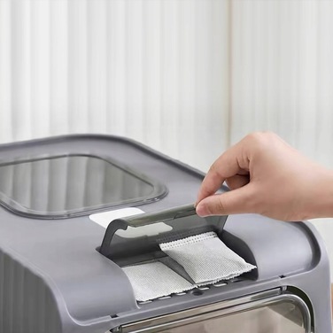 Закритий лоток для котів Globani, сірий, з підсвіткою та висувною шухлядою, 39x35x37 см