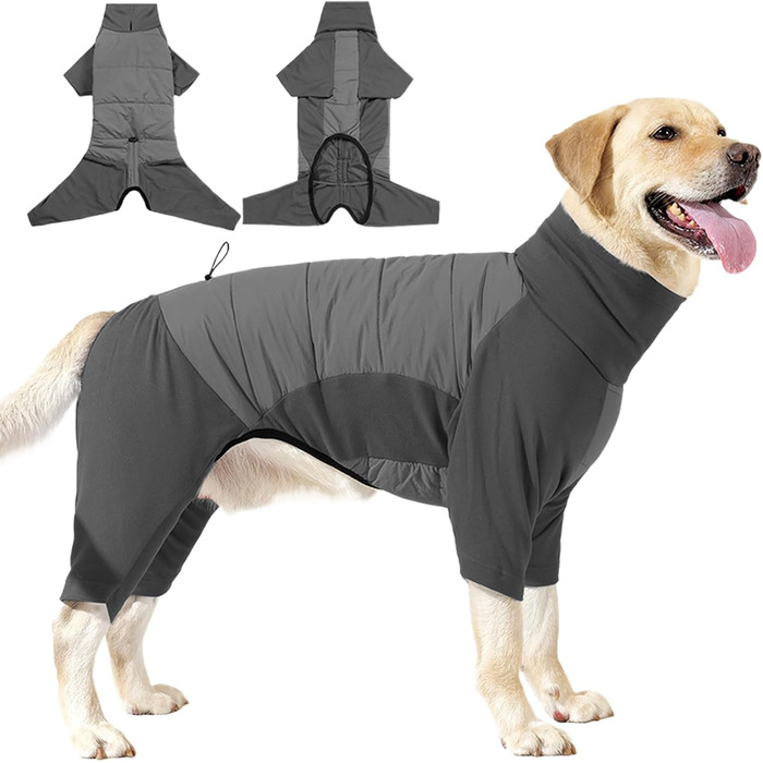 Водонепроникний зимовий одяг для собак: теплий куртка з високим коміром для маленьких, середніх та великих собак (Сірий, L)