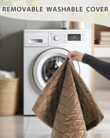 Ортопедичне собаче ліжко для великих собак, вологостійке, знімний та пральний чохол, антиковзаюча підкладка, стеганий матрац для переноски, 119 x 73 см, Колір: Коричневий