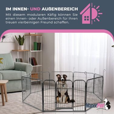 MaxxPet Вольєр для цуценят, складаний з дверима, 16 секцій, 80x80 см, для дому та саду