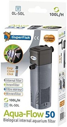 Акваріумний фільтр Superfish Aqua-flow-100 для води в акваріумі, чорний (UK-вилка)