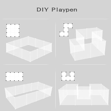 Забіг для домашніх тварин Kathson з пластику, портативний загін для кроликів, клітка для дрібних тварин, DIY, металевий вольєр, клітка для двору, для дому та вулиці, для маленьких кроликів, котів, морських свинок, їжаків, щурів (12 шт. [35,8 x 45,7 см])