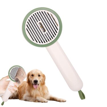 Гладка щітка для котів та цуценят - вичісувальний гребінь проти випадання шерсті, портативна щітка з кнопкою розплутування для довгошерстих котів