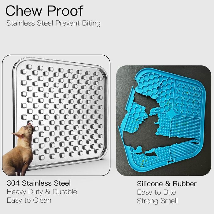 Лежак-лежанка для собак Schleckmatte з нержавіючої сталі 304, антиковзаюча, протиковзаюча, для собак та котів, запобігає ковтання, міцна та довговічна, знімає тривогу та нудьгу, придатна для миття в посудомийній машині (1 шт.)