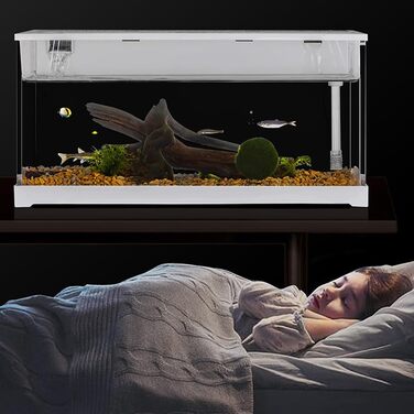 Акриловий акваріум з LED-підсвіткою, міні-акваріум для риб та креветок, стартовий набір із фільтром і тихим насосом