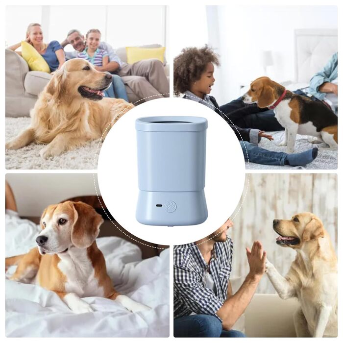 Очисник лап для собак | Портативна щітка для лап, анти-розбризкування, 2 швидкості, інструмент для догляду та очищення, для ванни, подорожей, активного відпочинку (синій)