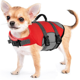 Жилет для собак, що плаває, червоний X-Small: безпечний жилет для плавання з рятувальним ручним захопленням для собак маленьких, середніх та великих порід
