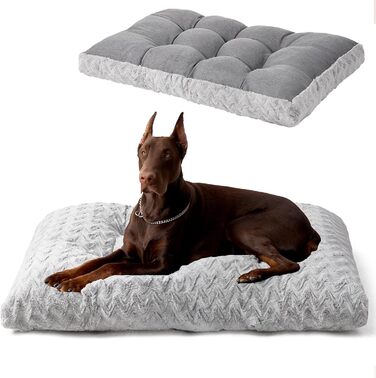 Килимок для собак великих порід EHEYCIGA, 119x73 см, XXL, штучне хутро та льон, сірий, 119 x 73 x 10 см