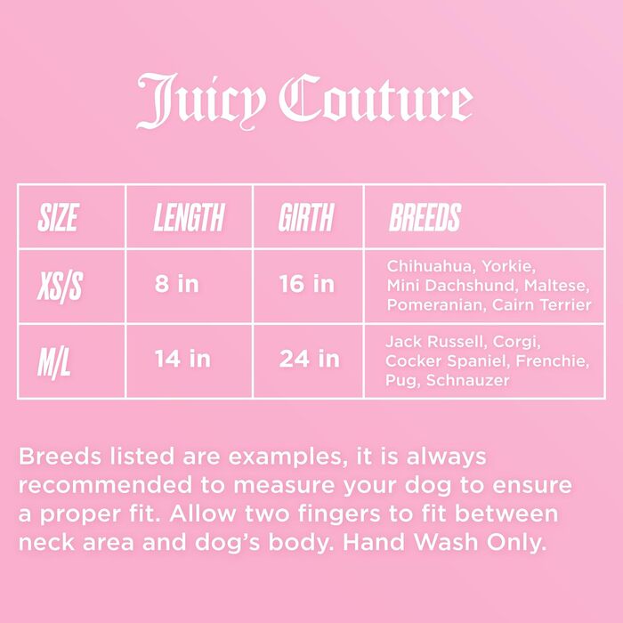 Худі Juicy Couture Bling Velours для домашніх тварин – Рожевий – Розмір XS/S (0,9–3,2 кг) – для маленьких собак та котів