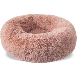 Кругла лежанка для собак та котів, лежанка-доннат, 80 см, світло-коричнева