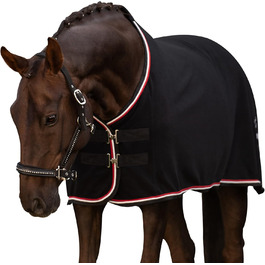 EQUILYX® Abschwitzdecke Pferd: тепла, дихаюча, вбираюча вологу, флісова підковальна ковдра для коней (чорний, 145 см)