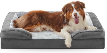 Ортопедичне ліжко для собак Pawk, великі та середні породи, з піною з пам'яті, миється, знімний антиковзний коврик, 89x64x17 см
