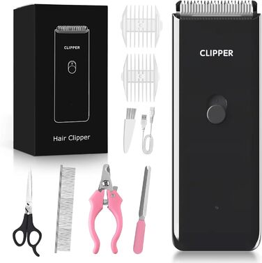 Електрична машинка для стрижки котів та собак, USB, акумуляторна, водонепроникна, безшумна (чорна)