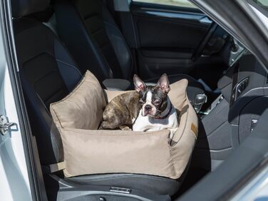 Автокрісло для собак, переноска для собак, лежанка для собак, переноски для тварин, для заднього сидіння, ковдра для собак, лежанка для собак, лежанка для котів, для маленьких собак (57x55x30 см), бежевий колір