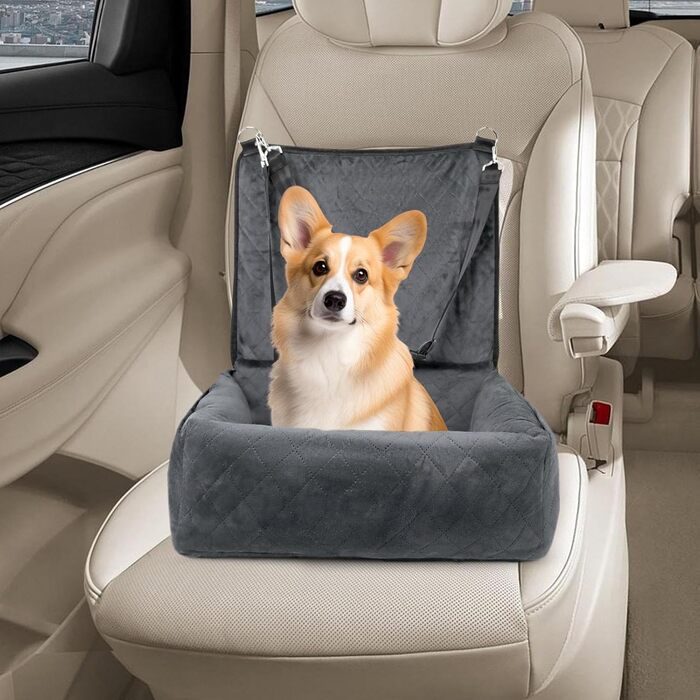 Автокрісло для цуценят та собак | Складане автоліжко | Зручне та безпечне перевезення тварин | Сіре