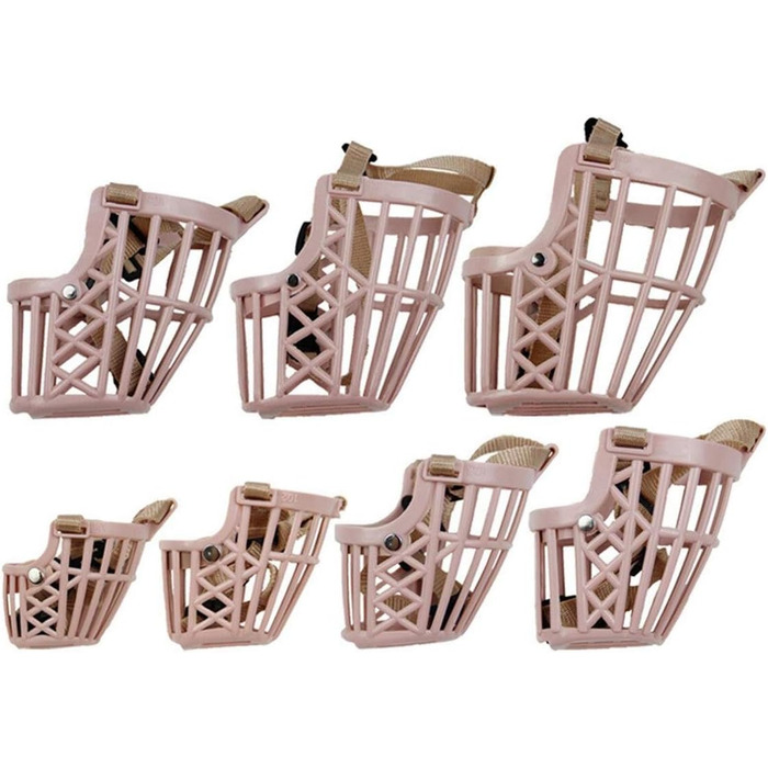 Набір масок-намордників для собак Beikalone (7 шт.), пластик, анти-гризун, регульовані, дихаючі, зручні