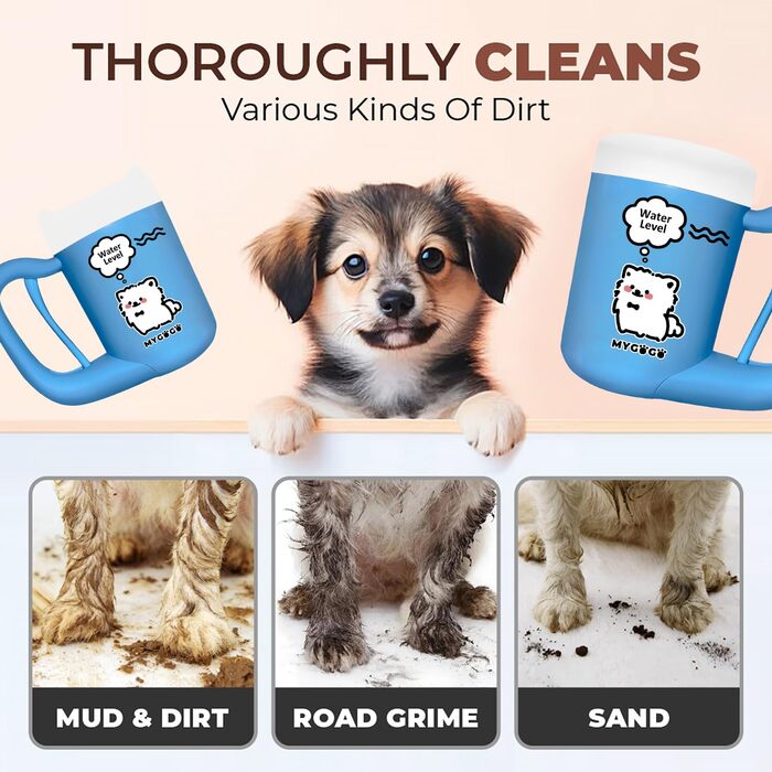 Автоматичний мийка лап для собак: для малих, середніх та великих порід, легка у використанні та чищенні (Блакитний, Medium)