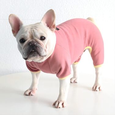 Піжама-комбінезон для собак YRRYGMN: теплий, м'який, для Французького бульдога, цуценят, маленьких та середніх собак (Темно-зелений, X-Large) (Темно-рожевий, XS)