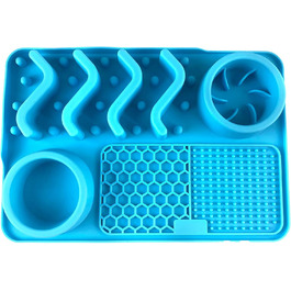 Мапа для повільного годування собак та котів: неслизька підставка для ласощів, що заспокоює, велика, з присосками, блакитна