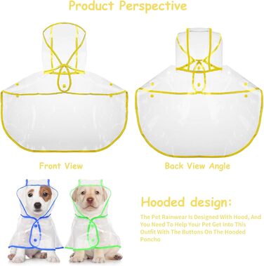Дощовик для собак PETCUTE, жовтий, PVC, з капюшоном, дихаючий, для середніх та великих собак (6XL)