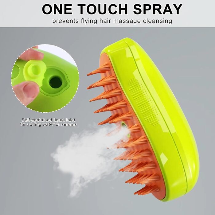 Датчик для котячого догляду Steamy Brush 3-в-1: видалення ворсу та бруду (зелений)