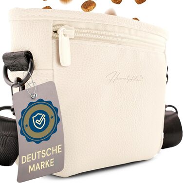 Сумка для ласощів для собак з штучної шкіри, з магнітною застібкою на одну руку, містка (S, кремовий)