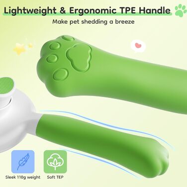 Щітка для котів та собак з самоочищенням, милий ручка-кіготь, видаляє шерсть, підходить для короткого та довгого волосся, зелена, універсальний розмір