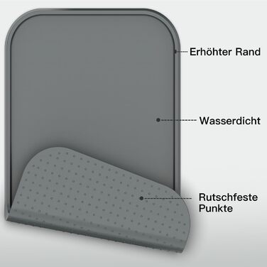 Підкладка під миски для котів та собак, силіконова, з високим бортиком, вологостійка, сіра