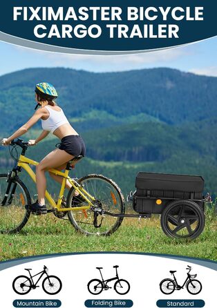 Велосипедний причіп 2-в-1 з ручкою для штовхання, міцний сталевий каркас, колеса 40 см, вантажопідйомність до 40 кг, чорний