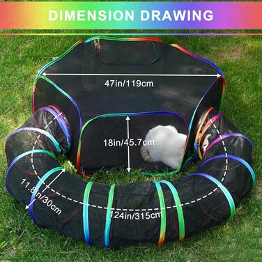 Клітка-тунель для котів DiDiBirDi 2 в 1 на вулицю: тунель та вольєр, портативна клітка для котів, дрібних собак та кроликів