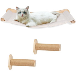 Крісло-гамак для котів на стіну, міцне, до 35 кг, білий, 61*40*15 см